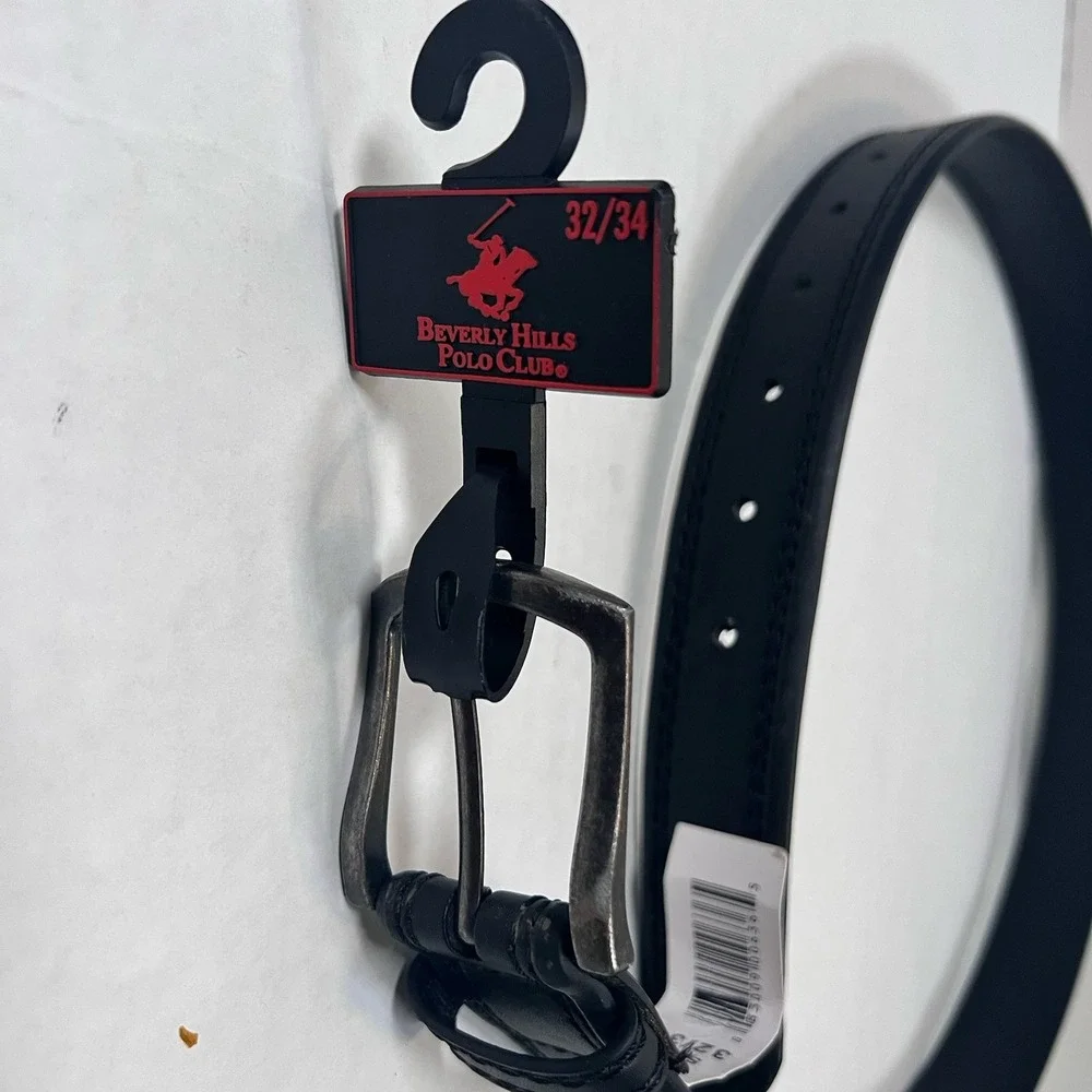 Beverly Hills Polo Club Belt‎ Size 32 / 34 Black Leather Silver Buckle New